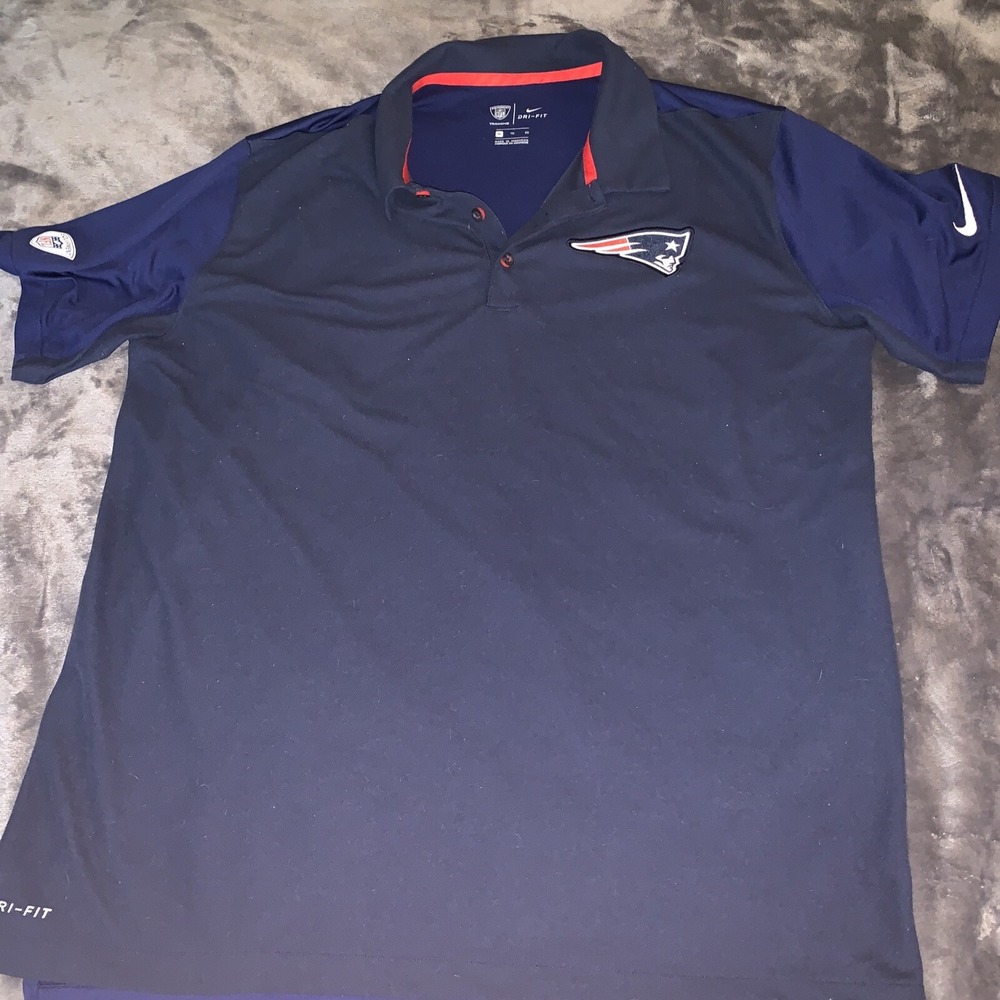 Nike New England Patriots Men's Polo Shirt Dri-Fit Training NFL Blue Sz XL -Golf